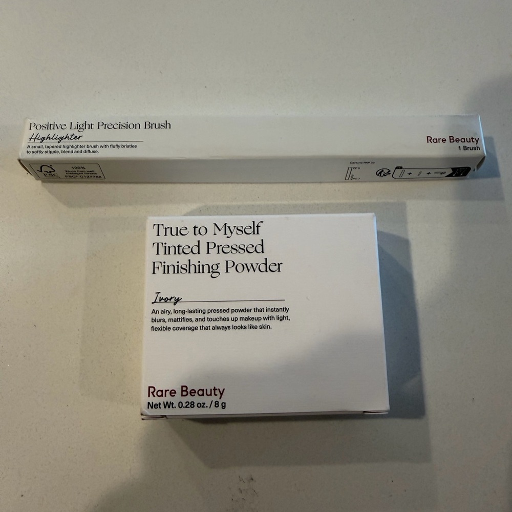 Rare beauty highlighter brush and pressed powder